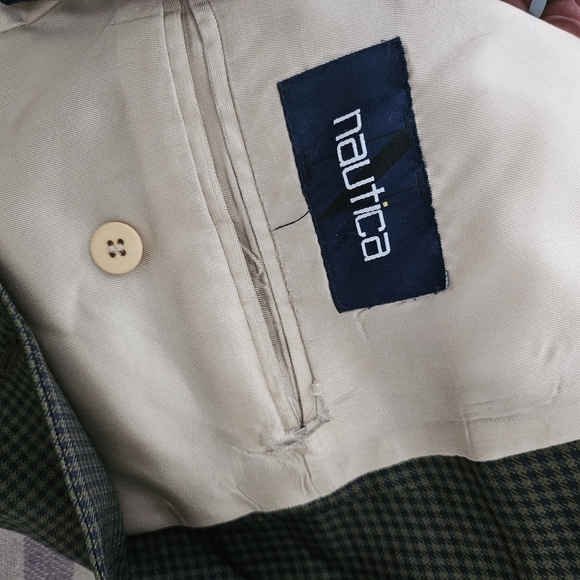 Nautica Men's Brown Elegant Formal Plaid Business occasion Blazer Jacket Size - Picture 13 of 16